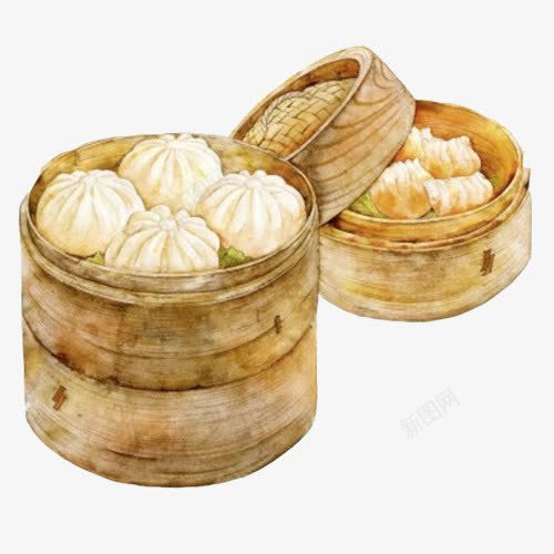 包子蒸笼手绘画片psd免抠素材_新图网 https://ixintu.com 包子 手绘美食 肉包子 蒸笼 面食