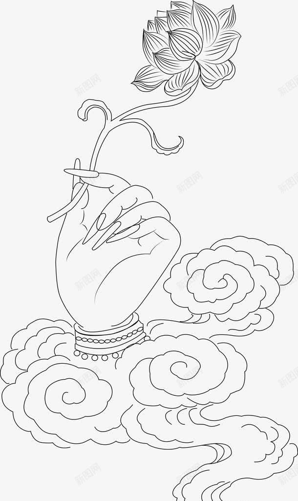 白描佛手势莲花png免抠素材_新图网 https://ixintu.com 佛 佛家 佛形象图 佛语 单线佛 手势 手拈花 手捧莲花 手绘佛 手绘白莲花 莲花佛语 菩萨 观音菩萨图片
