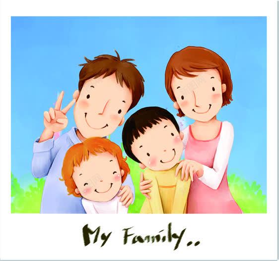 春天手绘全家福插图png免抠素材_新图网 https://ixintu.com 全家福 全家福字体 插图 春天