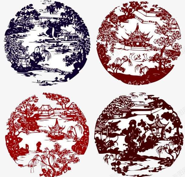 苏州剪纸艺术png免抠素材_新图网 https://ixintu.com 剪纸艺术 建筑 树木 苏州剪影 苏州剪纸 苏州印象 苏州园林 苏州文化