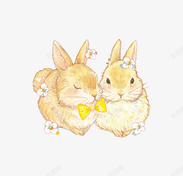 一对可爱的兔子蜡笔画图标png_新图网 https://ixintu.com 一对 儿童蜡笔画 兔子 可爱 蜡笔画