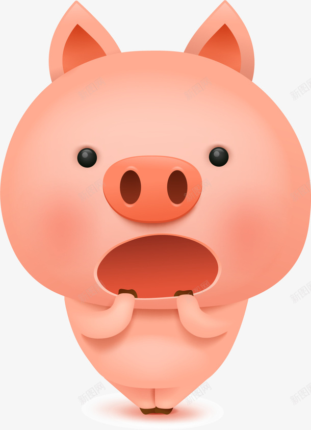 呆萌红色小猪png免抠素材_新图网 https://ixintu.com 可爱小猪 呆萌小猪 惊讶表情 站立 红色小猪 质感