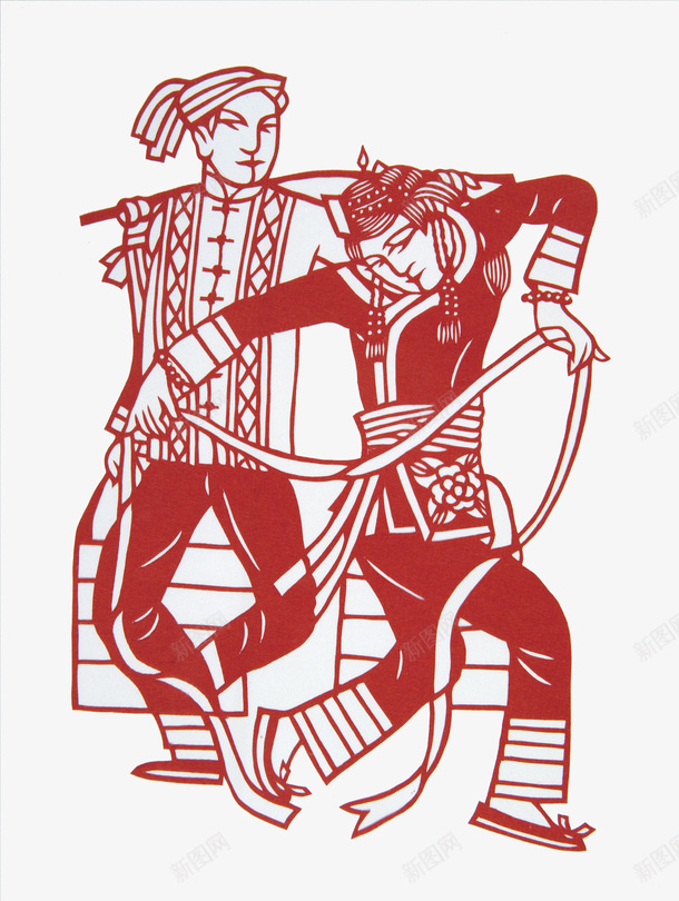 特色人物剪纸png免抠素材_新图网 https://ixintu.com 人物肖像 传统文化 剪纸人物 剪纸艺术 歌唱跳舞 民族人物 民族服饰 民族风