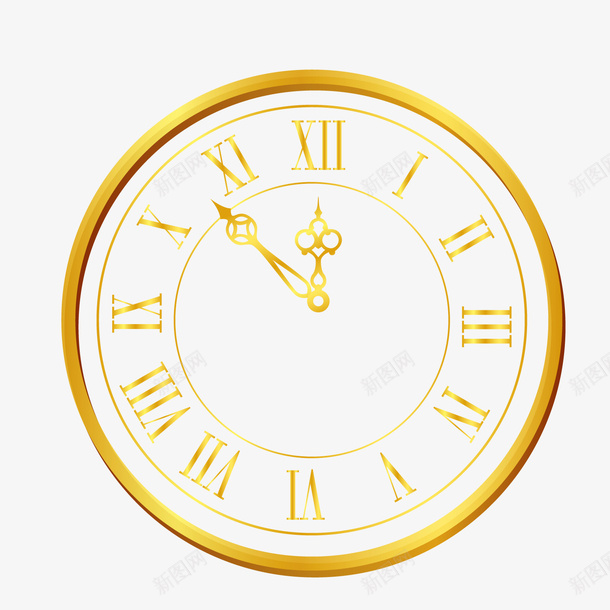 卡通金色时钟png免抠素材_新图网 https://ixintu.com 卡通钟表 背景装饰 金色时钟 金色钟表