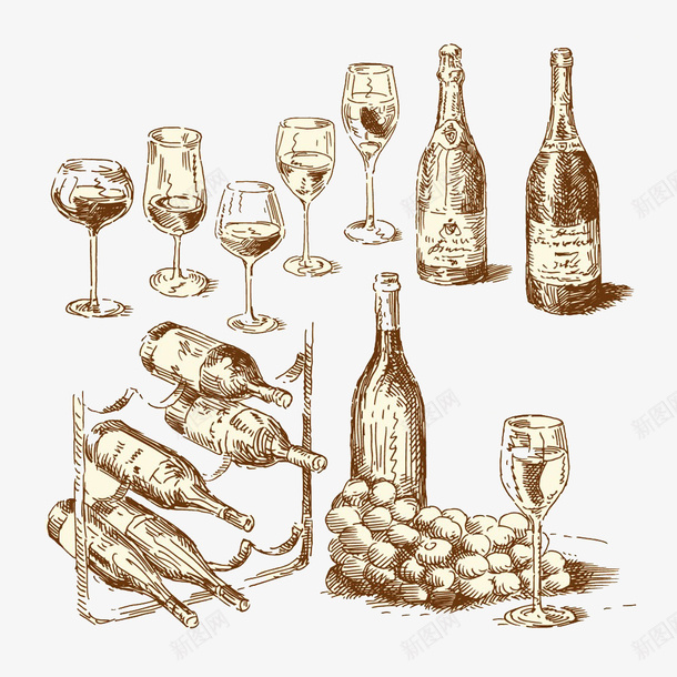 欧式复古手绘葡萄酒红酒素描png免抠素材_新图网 https://ixintu.com 古典 复古 怀旧 手绘 欧式 素描 红酒 红酒素描 葡萄酒