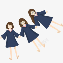 三个学生毕业季毕业主题毕业照三个女学生高清图片
