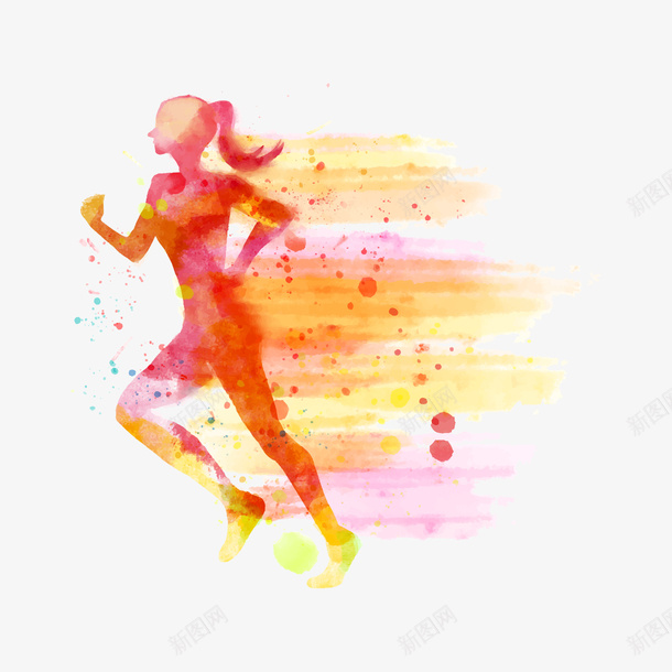 运动插画矢量图ai免抠素材_新图网 https://ixintu.com 人体抽象 女性 水彩 矢量图 红色 跑步 跑步logo