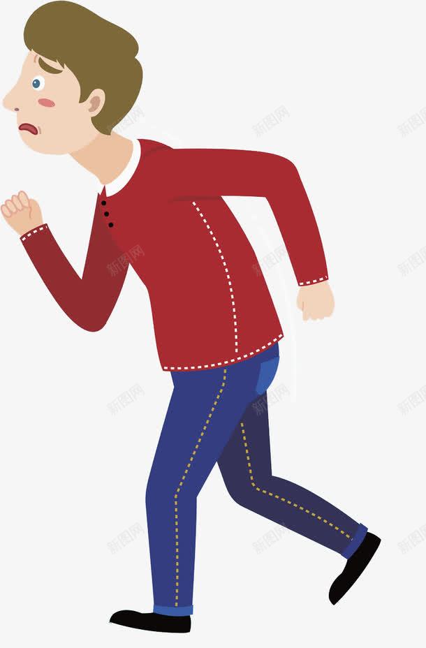 卡通跑步的男孩png免抠素材_新图网 https://ixintu.com 累瘫 其他 挣扎 无精打采 男孩 疲累 箭头 累 红色上衣 蓝色裤子 跑步