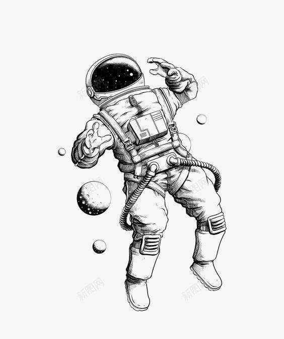 手绘宇航员png免抠素材_新图网 https://ixintu.com 卡通宇航员 宇航员免扣元素 素描宇航员 航天服