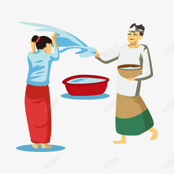 卡通泼水节人物png免抠素材_新图网 https://ixintu.com 人物 传统节日 卡通大象 卡通泼水节 大象 庆祝 泰国泼水节 泼水