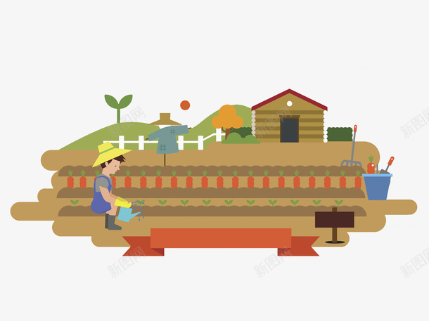 卡通农民劳作场景图png免抠素材_新图网 https://ixintu.com 农民 剪影 劳作 卡通 场景 展板 插图 芒种
