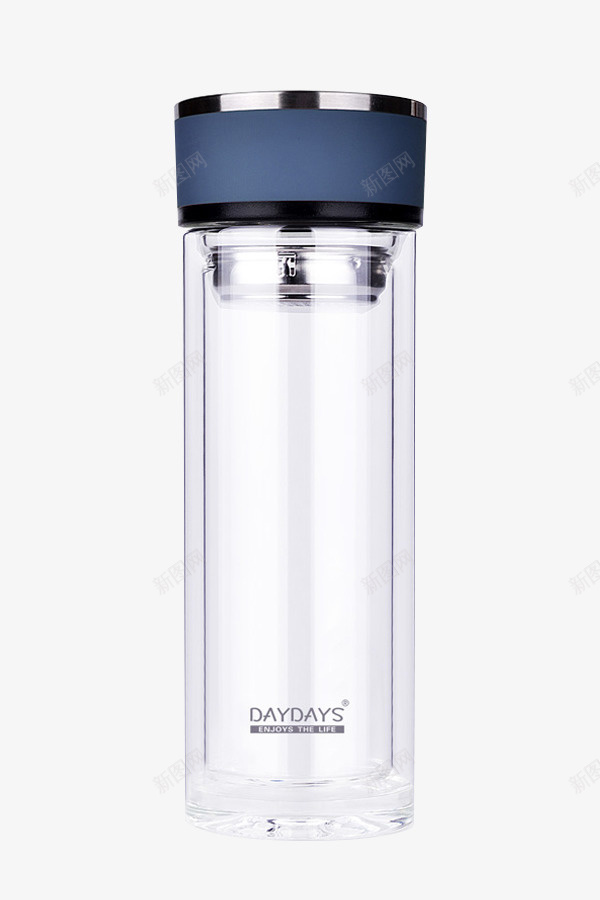 透明玻璃杯png免抠素材_新图网 https://ixintu.com 免抠PNG 双层 圆柱形 杯子 玻璃 茶杯 透明