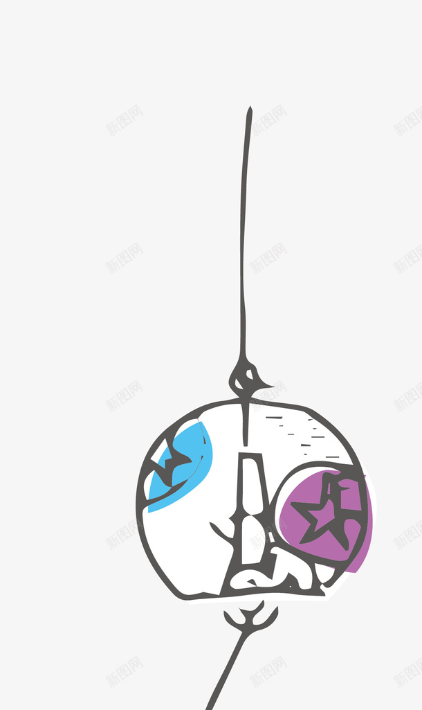 简约日系风格的风铃png免抠素材_新图网 https://ixintu.com 创意 卡通手绘 多彩 日系 纳凉 艺术 风铃