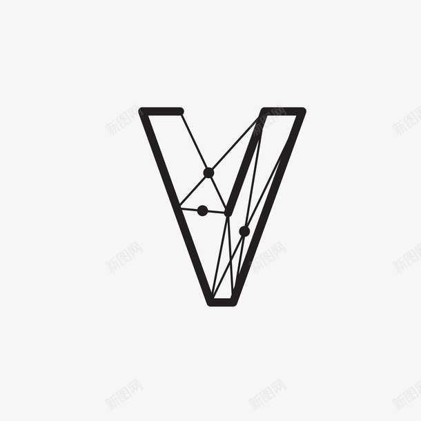 黑色的V字母矢量图图标eps_新图网 https://ixintu.com 几何图案 创意图案 图案 圆点 圆点连线 抽象图案 数字连线 矢量图 连线图案