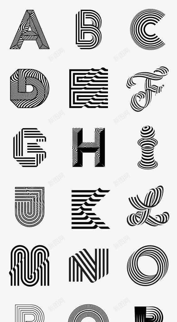 创意线条字母图标png_新图网 https://ixintu.com 卡通 大写 字母 手绘 抽象 插画 线条