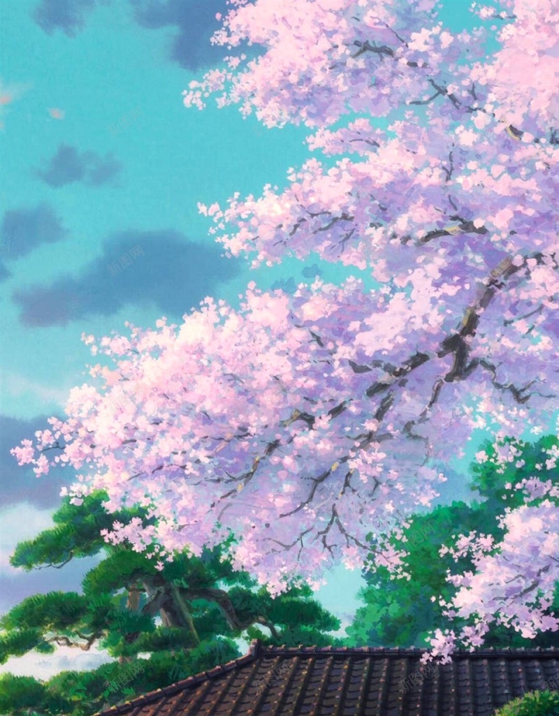 花卉房屋天空H5背景jpg设计背景_新图网 https://ixintu.com H5 h5 动漫 彩色 房屋 摄影 日式 樱花 花卉 风景