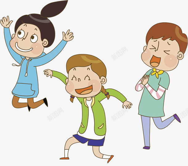 高兴地孩子png免抠素材_新图网 https://ixintu.com 卡通 小孩 开心的 手绘 跳跃的 高兴地 鼓掌