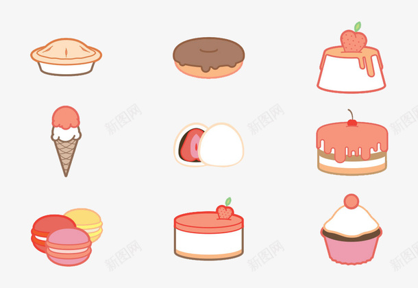 甜品图标png_新图网 https://ixintu.com 冰淇淋 甜品 甜点 甜食 美味 蛋糕 饼干