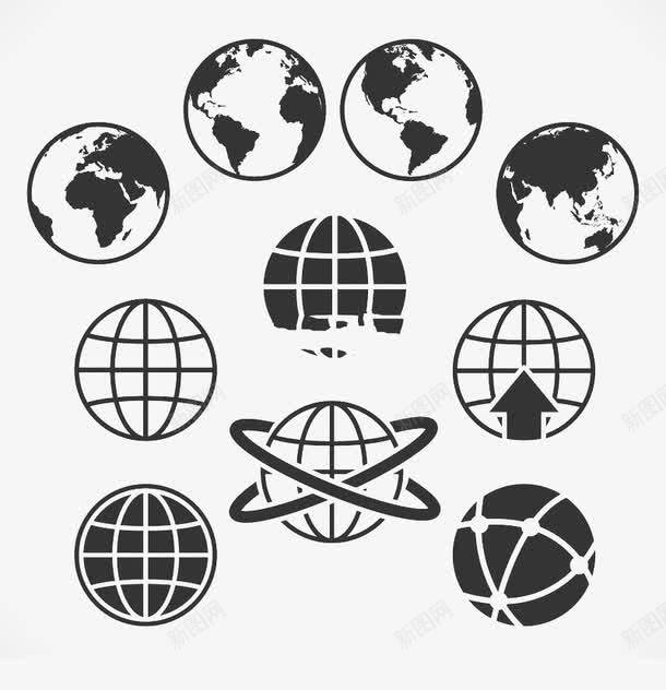 地球线条图标png_新图网 https://ixintu.com logo 简约 设计 黑白