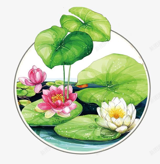 创意圆形春天荷叶荷花主题psd免抠素材_新图网 https://ixintu.com 主题 创意 创意圆形春天荷叶荷花主题 圆形 春天 荷叶 荷花