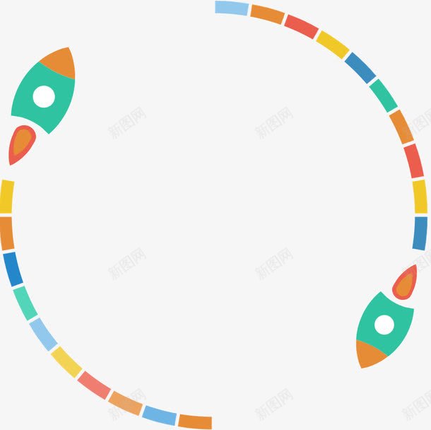 彩色卡通小火箭png免抠素材_新图网 https://ixintu.com h5素材 几何图形 圆圈 彩色卡通小火箭