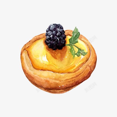 蓝莓蛋挞手绘片png免抠素材_新图网 https://ixintu.com 小吃 手绘水彩 烘焙食品 蓝莓味 蛋挞