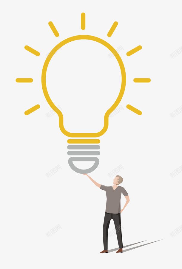 扁平化灯泡描边矢量图ai免抠素材_新图网 https://ixintu.com idea 一个好想法 人物 发光 发散思维 想法 扁平化 描边装饰图 灯泡 灵光一闪 矢量图