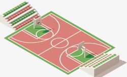 立体3D地标建筑篮球场元素素材