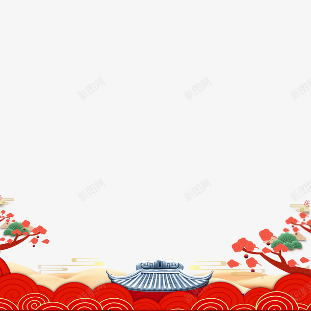 喜庆传统节日元宵节边框psd免抠素材_新图网 https://ixintu.com 元宵节 创意 喜庆 海报边框 祥云 红色 边框设计