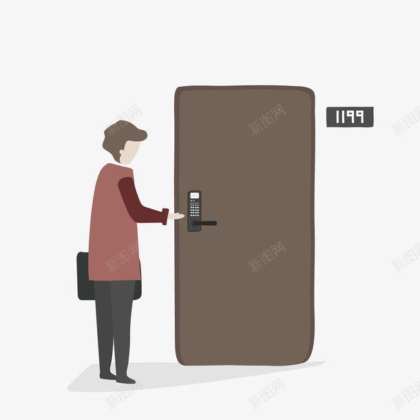 打开家门png免抠素材_新图网 https://ixintu.com PNG免抠图下载 卡通 居家 开门 房门 装饰
