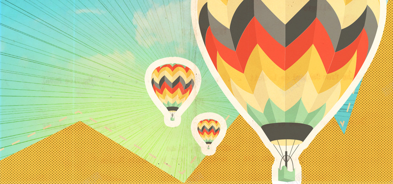 气球波普风彩色旅行海报banner背景背景