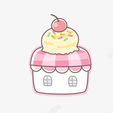 手绘蛋糕房屋模型图标图标