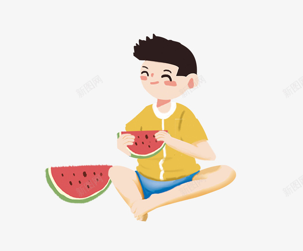二十四节气之处暑西瓜插画psd免抠素材_新图网 https://ixintu.com 古典 处暑 小暑大暑 小清新 插画 文艺 简约 节气 节气歌