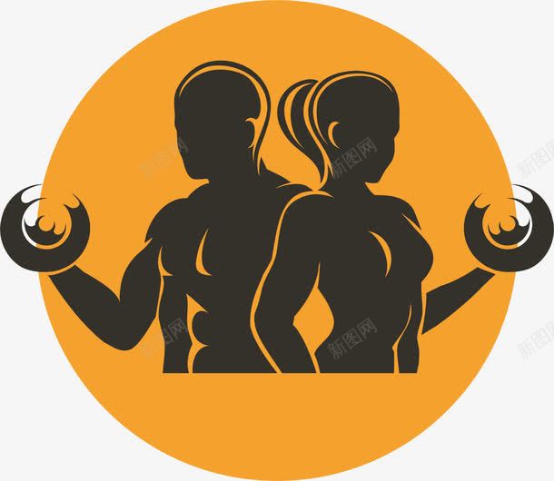 圆形男女健身俱乐部logo图标png_新图网 https://ixintu.com 健康 健身俱乐部LOGO 健身俱乐部logo 减肥 圆形 字母 激情男女 男女 肌肉 运动