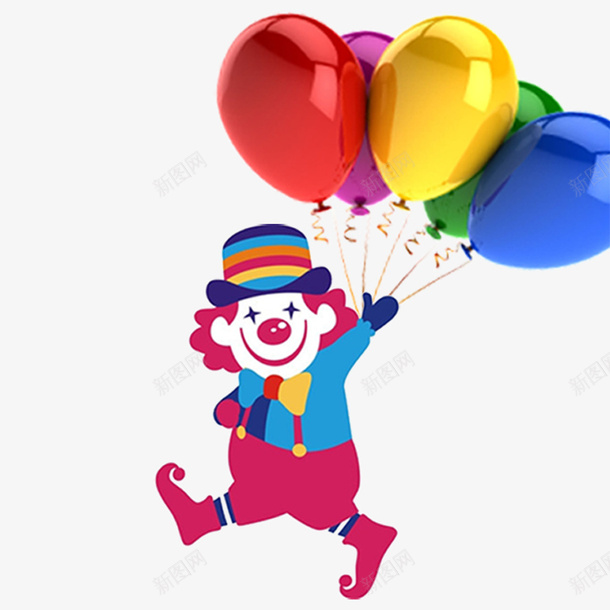 小丑拿着气球卡通人物psd免抠素材_新图网 https://ixintu.com 人物设计 可爱 小丑 愚人节 气球 节日人物