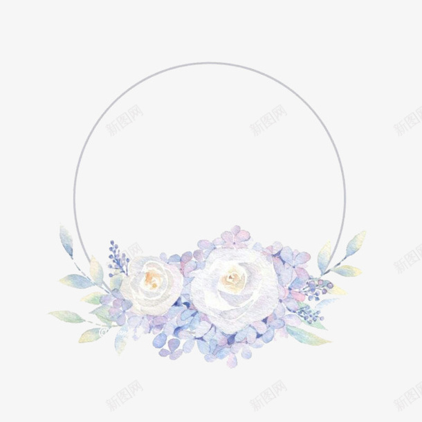 淡紫色花朵花环png免抠素材_新图网 https://ixintu.com 紫色 花 花朵 花环 边框