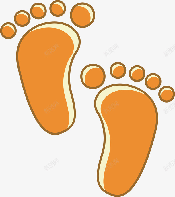 卡通小脚印png免抠素材_新图网 https://ixintu.com 儿童 卡通 橙色脚印 简单 脚印 规则 设计 黄色