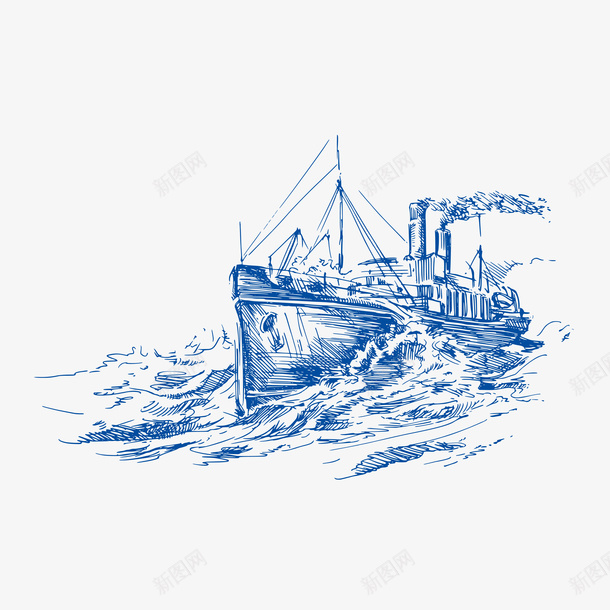 巨轮打鱼案矢量图ai免抠素材_新图网 https://ixintu.com 处暑 大海 巨轮 手绘 打鱼 海浪 纹理 纹路 线条 船帆 装饰 质感 矢量图