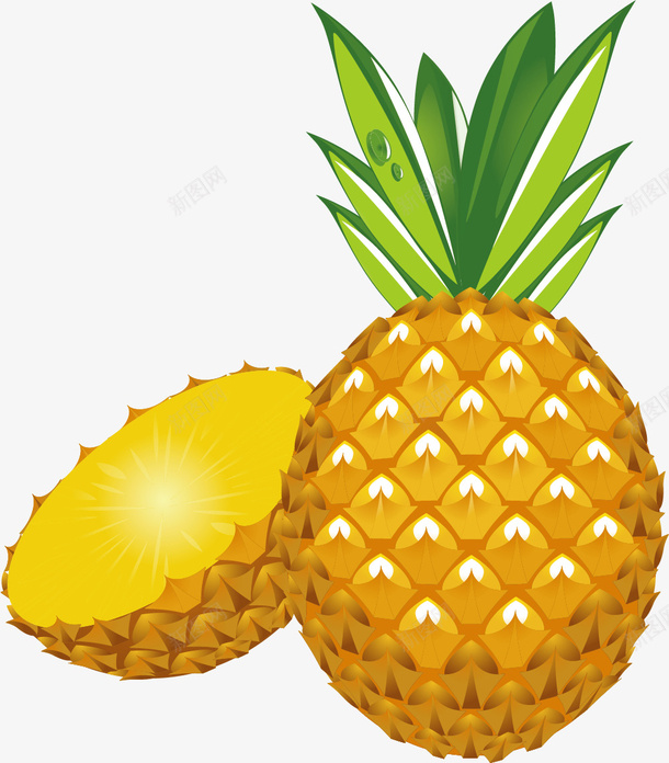 带刺卡通凤梨菠萝png免抠素材_新图网 https://ixintu.com 凤梨 凤梨菠萝 带刺 扁平风格 水果 矢量菠萝