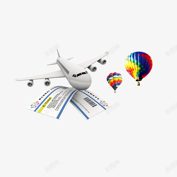 飞翔的飞机psd免抠素材_新图网 https://ixintu.com 坐飞机 机票 气球 空中 空中飞翔 飞机 飞翔
