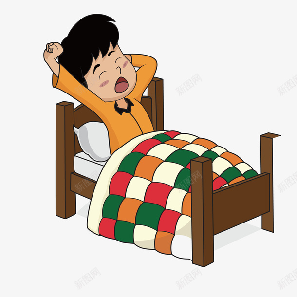 卡通孩子起床矢量图eps免抠素材_新图网 https://ixintu.com 卡通 图案 孩子 小清新 床 彩色 早上起床 时尚 矢量图 花纹 装饰