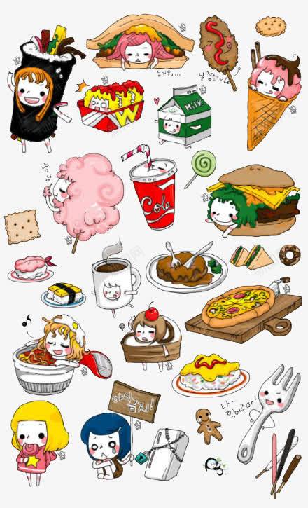手账png免抠素材_新图网 https://ixintu.com 三明治 冰淇淋 卡通 卡通西式早餐 可乐 可爱 寿司 手账 披萨 拉面 棉花糖 汉堡 牛奶 甜品 美食 食物