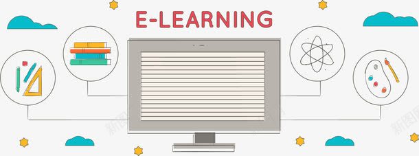 网络在线学习png免抠素材_新图网 https://ixintu.com 在线学习 手绘涂鸦 线上学习 网络学习 网络学校 网络课程 获得知识 视频教学