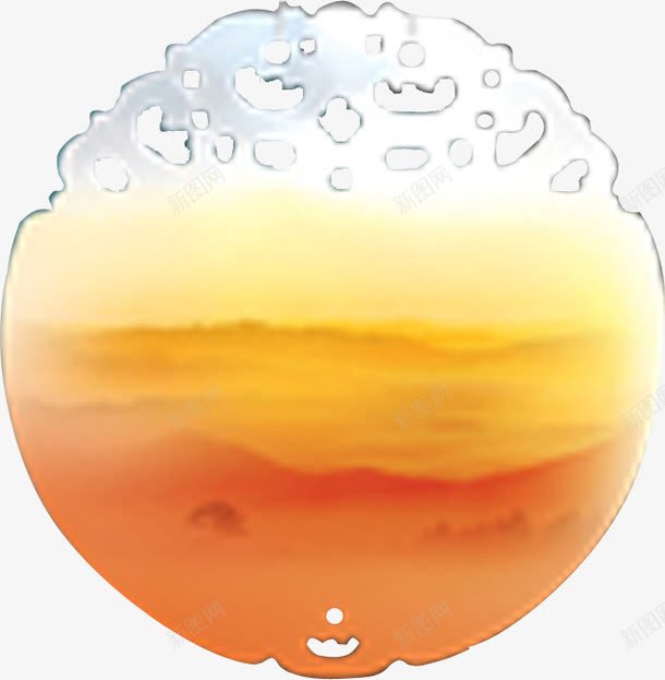 白色玉佩里的山水画中秋png免抠素材_新图网 https://ixintu.com 中秋 山水画 玉佩 白色