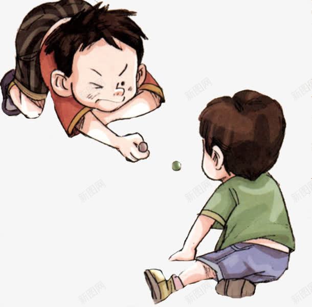 两个男孩玩弹珠png免抠素材_新图网 https://ixintu.com 卡通 小时候 小时候的味道 小男孩 弹珠 手绘 游戏 简笔