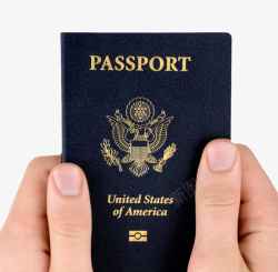 手拿着黑色封面的美国护照实物素材