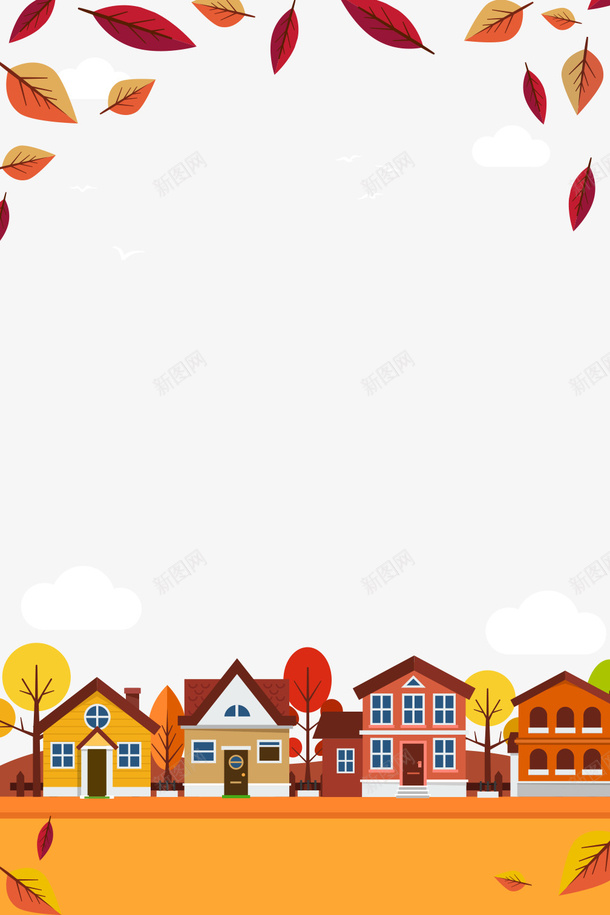 秋天的景色主题边框psd免抠素材_新图网 https://ixintu.com 二十四节气 文艺 海报 海报边框 清新 秋分 秋叶 简约 落叶