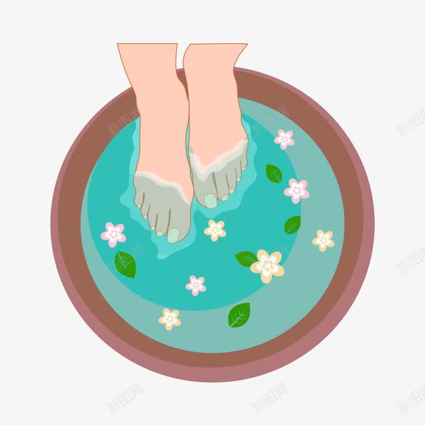 花瓣泡脚png免抠素材_新图网 https://ixintu.com spa 泡脚 矢量花瓣 美容 脚盆 花瓣