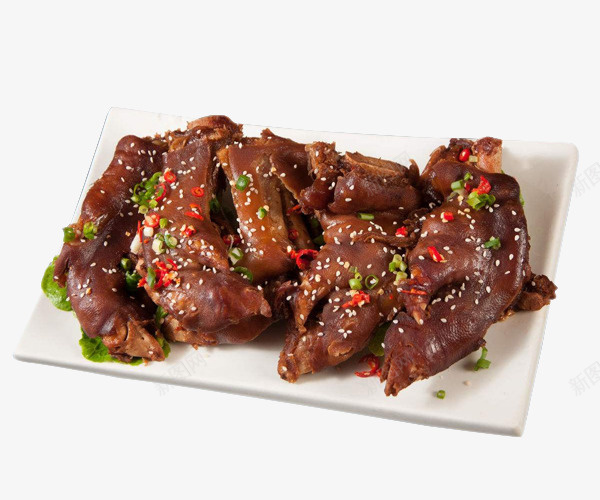 盘子里的酱香卤猪手png免抠素材_新图网 https://ixintu.com 卤猪手 卤猪脚 猪手 猪腿肉 猪蹄 盘子里的食物 美食 食物 餐饮 饭店