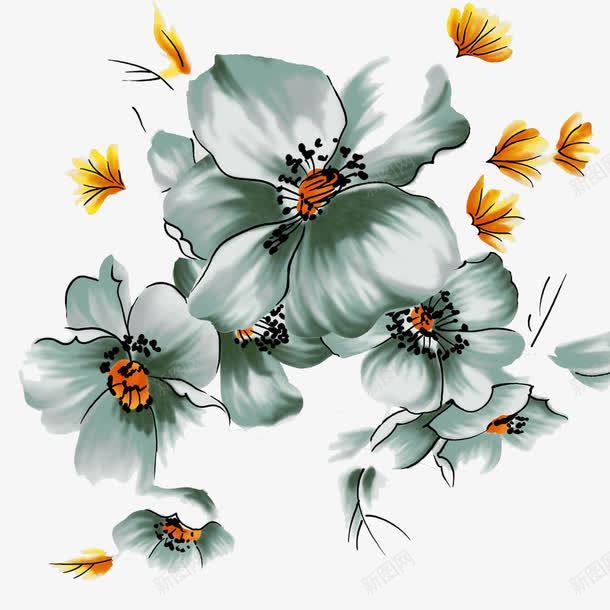 复古色花朵图案png免抠素材_新图网 https://ixintu.com 三联无框画 手绘画 手绘花卉 手绘鲜花 挂画 无框画 无框画模板 油画 花卉 花卉PSD 花朵源文件 装饰画